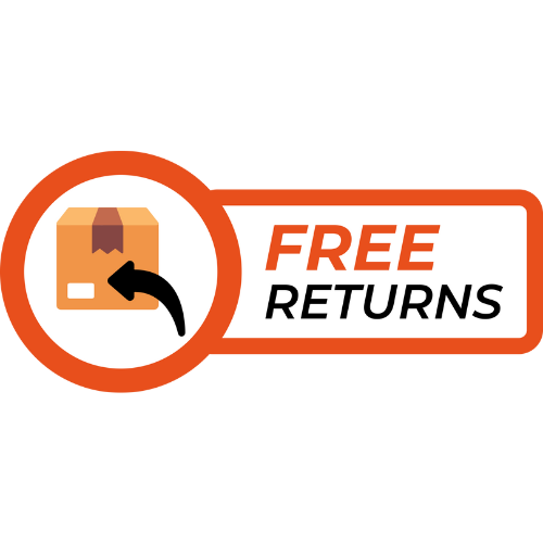 Free returns icon for sukkah and schach purchases – risk-free shopping guarantee for Sukkot 2025 with full refund policy.